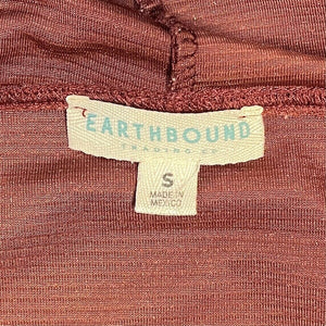 Earthbound Women's Ribbed Hoodie Cute Boho Hippie Light Sweater Orange Size S