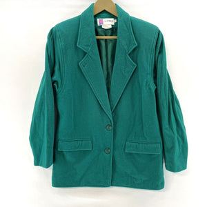 Prophecy Women's Wool Blazer Jacket Pockets Lined Vtg Made USA Green Size 6