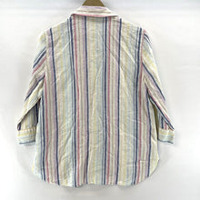 Chico's Women's Linen Blouse Striped Button Up Tunic Flowy Lightweight Size 1