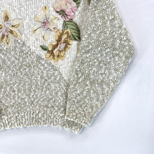 Penbrooke Lane Women's Knit Sweater Cozy Soft Pearl Flower Vtg Beige Size L