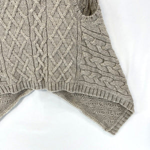 Ann Taylor Loft Women's Asymetric Vest Cable Knit Sweater Gray Size XS/S