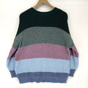 American Eagle Women's Knit Sweater Soft Pastel Striped Blue Green Pink Size M