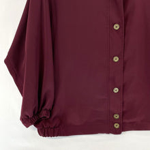 Teddi Women's Light Jacket Silky Gold Leaf Stitch Pockets Vtg Maroon Size 2X