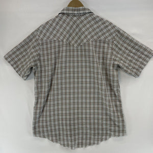 Express Rider Men's Button Up Shirt Pearl Snap Vtg Made USA Plaid Gray Size L