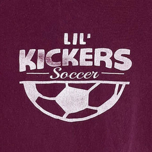 Vintage Women's Graphic T Shirt Lil Kickers Soccer 90's Maroon Red Size S