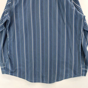 Bit & Bridle Men's Striped Button Down Shirt Pearl Snap Western Blue Size L