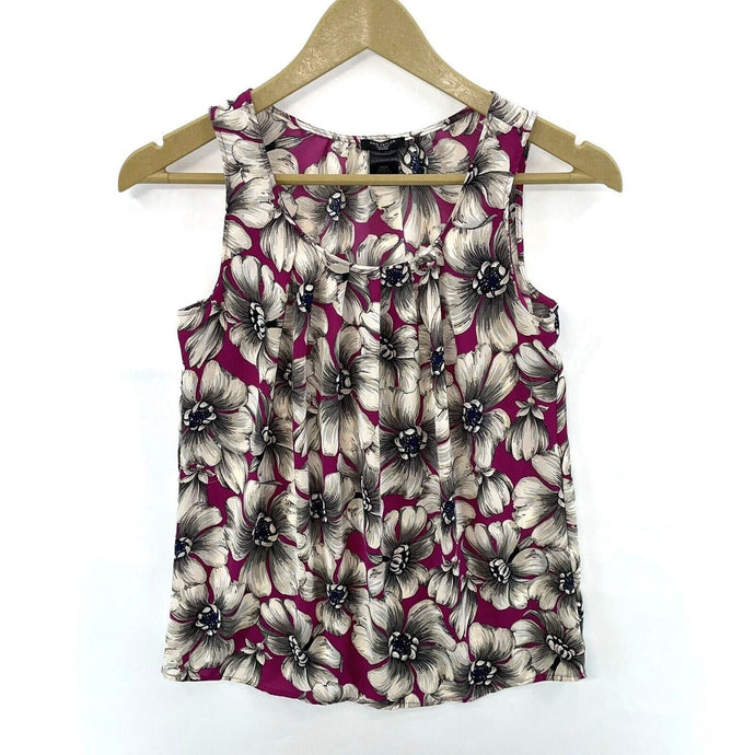 Ann Taylor Women's Floral Tank Top Purple Gray Office Size XSP