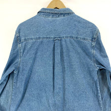 Bobbie Brooks Women's Denim Button Up Cardinal Holiday Stitching Vtg Blue Size L