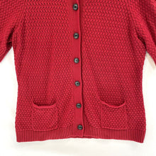 Chaps Women's Button Cardigan Sheer Knit Sweater Top Pockets Vtg Red Size L