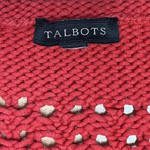 Talbots Women's Cozy Sweater Chunky Knit Sheer Tunic Red Size M