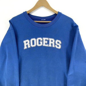 Vtg Men's Graphic Sweatshirt Rogers Grunge Boxy Relaxed Blue Size M