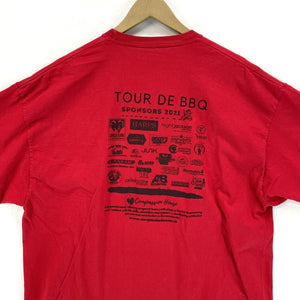 Men's Tour De BBQ T Shirt Razorback Bicycle Mountain Souvenir Red Size XL