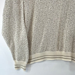 Carmel Women's Cozy Knit Sweater Golf Stitching Vtg Made USA Beige Size L