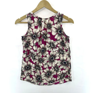 Ann Taylor Women's Floral Tank Top Flowy Lightweight Office Purple Gray Size XSP