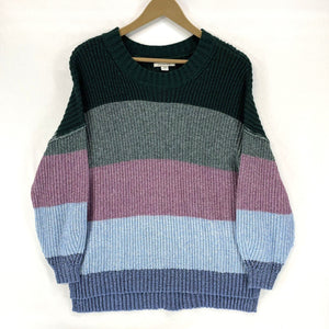 American Eagle Women's Knit Sweater Soft Pastel Striped Blue Green Pink Size M