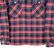 J Crew Women's Plaid Tunic 1/2 Half Zip Shirt Outdoor Flannel Blue Red Size M