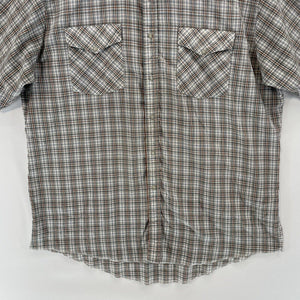 Express Rider Men's Button Up Shirt Pearl Snap Vtg Made USA Plaid Gray Size L