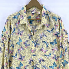 Westbound Women's Butterfly Blouse Lightweight Button Up Floral Yellow Size XL