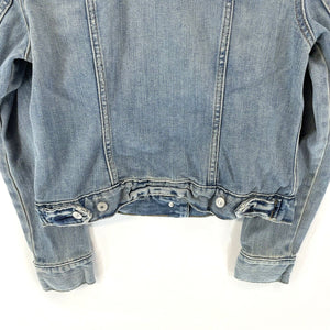 Gap Women's Denim Jacket Pockets Distressed Fade Light Wash Blue Size S