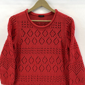 Talbots Women's Cozy Sweater Chunky Knit Sheer Tunic Red Size M