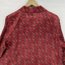 Kathie Lee Women's Blouse Flowy Lightweight Button Up Chain Buckle Red Size L