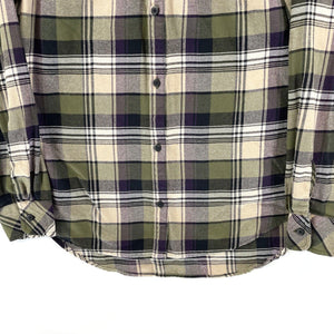 Lee Women's Soft Button Up Shirt Lightweight Outdoor Plaid Green Purple Size M