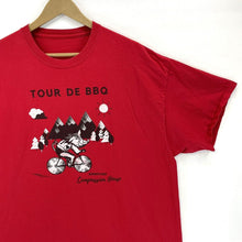 Men's Tour De BBQ T Shirt Razorback Bicycle Mountain Souvenir Red Size XL