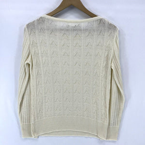 Garland Women's Sheer Sweater Herringbone Arrow Knit Lightweight Beige Size S