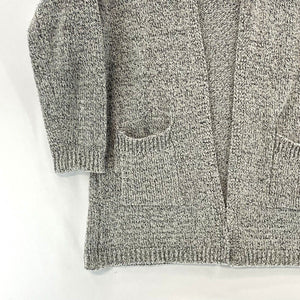 Vintage Women's Cozy Knit Sweater Open Cardigan Pockets Heather Gray Size S