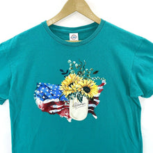 Graphic Home Sunflower Tee Teal Blue Size L