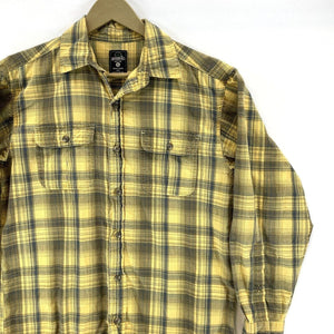 Red Head Men's Plaid Button Up Shirt Lightweight Workwear Yellow Blue Size S