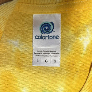 Colortone Women's Cropped T Shirt Elk River Canoe Tie Dye Spiral Yellow Size L