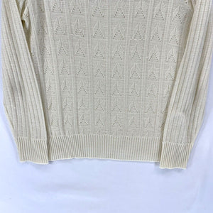 Garland Women's Sheer Sweater Herringbone Arrow Knit Lightweight Beige Size S