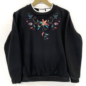 Blair Women's Floral Embroidery Sweatshirt Black Size S