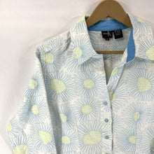 Women's Blue Green Button Up Blouse M