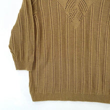 Blair Women's Knit Top Ribbed Lightweight Sweater Cozy VTG Camel Brown Size M