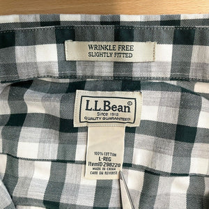 LL Bean Men's Plaid Button Up Shirt Lightweight Slightly Fitted Green Size L