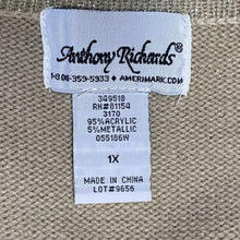 Anthony Richards Women's Knit Sweater Holiday Shiny Gold Beige Size 1X