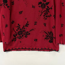 Heirloom Collectibles Women's Knit Sweater Tunic Floral Beaded Vtg Red Size M