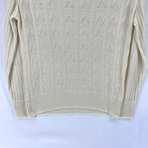 Garland Women's Sheer Sweater Herringbone Arrow Knit Lightweight Beige Size S