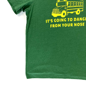 Canvas Men's T Shirt Foot Up Your Butt School Bus Funny Souvenir Green Size XL