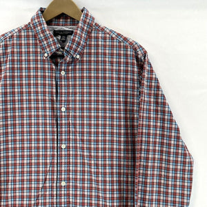 Banana Republic Men's Soft Wash Shirt Plaid Button Up Blue Red Tall Size 16-16.5