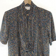 Helene St Marie Women's Flowy Blouse Graffiti 80's 90's Made USA Vtg Size 10