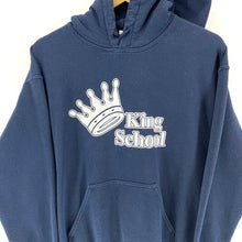 Gildan Men's Sweater Hoodie King School Knight Crown Relaxed Navy Blue Size M