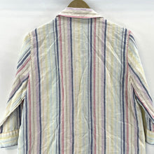 Chico's Women's Linen Blouse Striped Button Up Tunic Flowy Lightweight Size 1