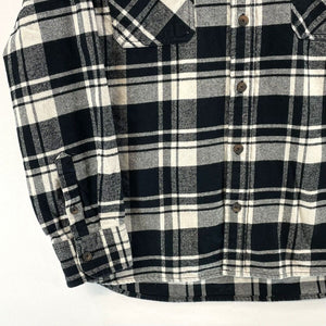 Jachs Men's Plaid Button Up Shirt Heritage Flannel Outdoor Black White Size L