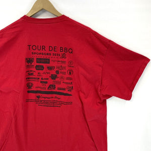 Men's Tour De BBQ T Shirt Razorback Bicycle Mountain Souvenir Red Size XL