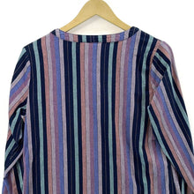 Christoper & Banks Women's Boho Tunic Groovy Button Blouse Striped Purple Size M