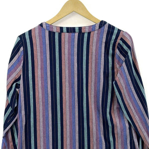 Christoper & Banks Women's Boho Tunic Groovy Button Blouse Striped Purple Size M