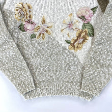 Penbrooke Lane Women's Knit Sweater Cozy Soft Pearl Flower Vtg Beige Size L